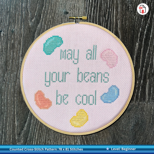Cute "Cool Beans" Cross-Stitch Pattern: Celebrate Friendship