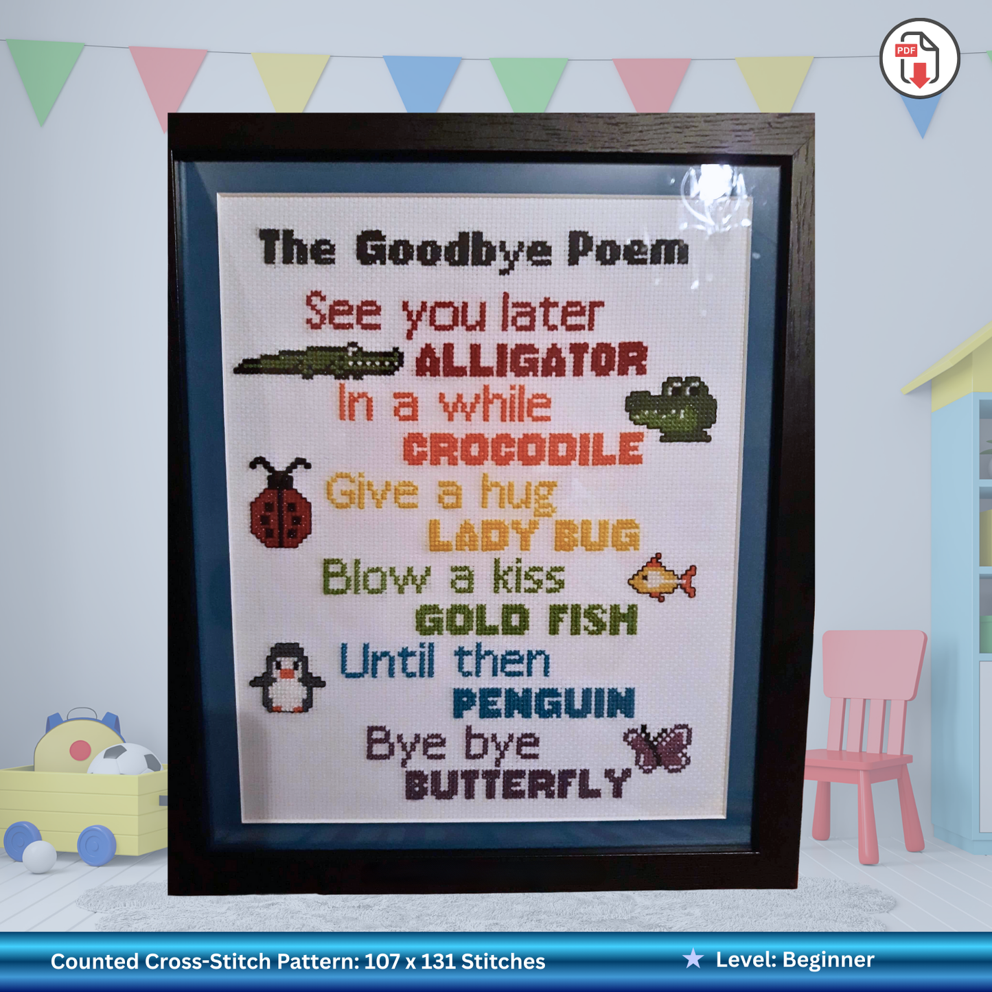 See You Later Alligator Cross-Stitch Pattern: New Baby Room Decor