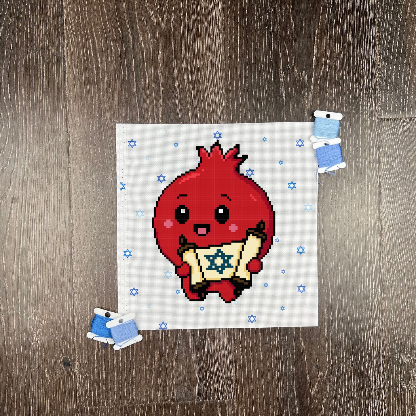 Rimon the Learned Pomegranate - Cross-Stitch PDF Pattern Download