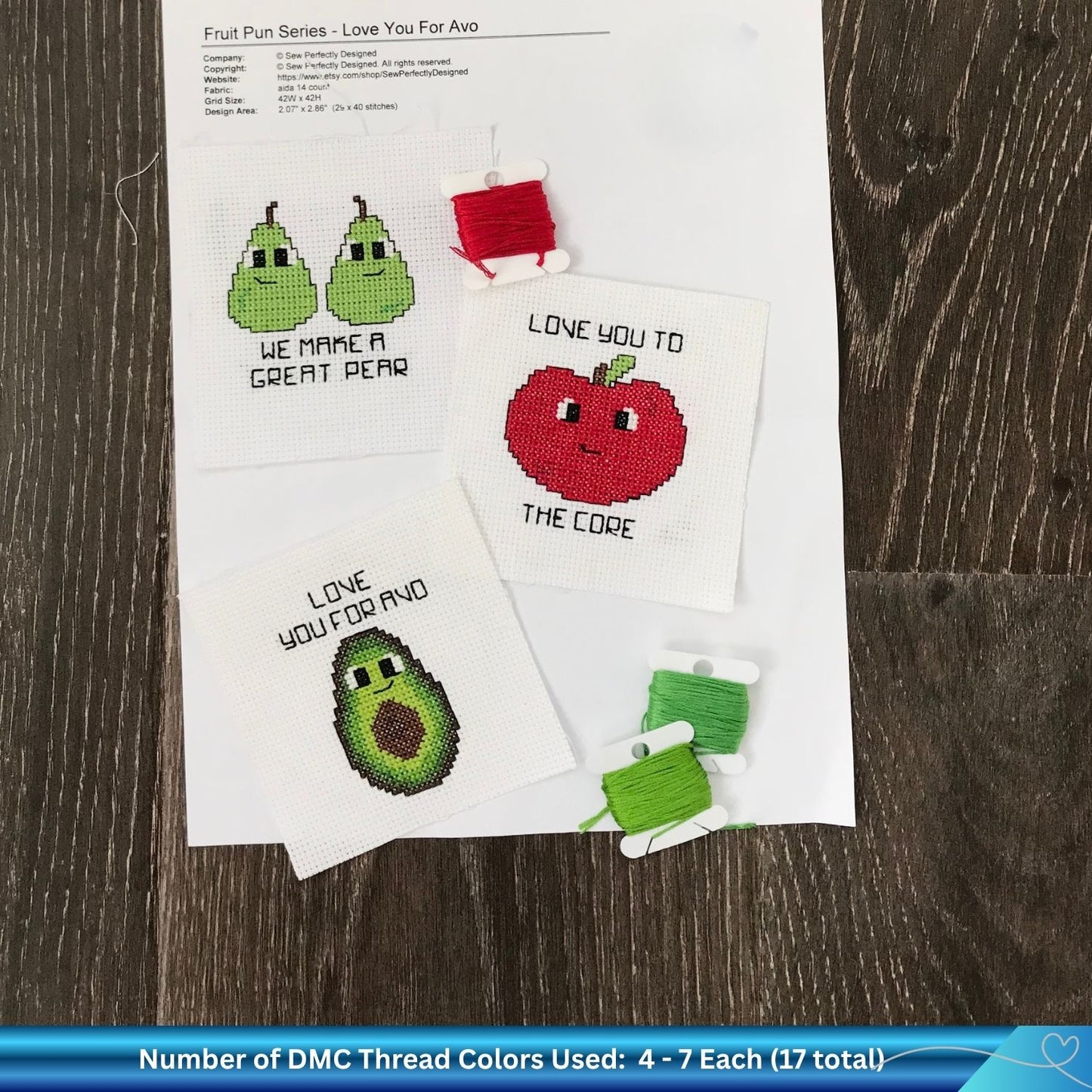 Fruit Pun Cross-Stitch Pattern Bundle PDF