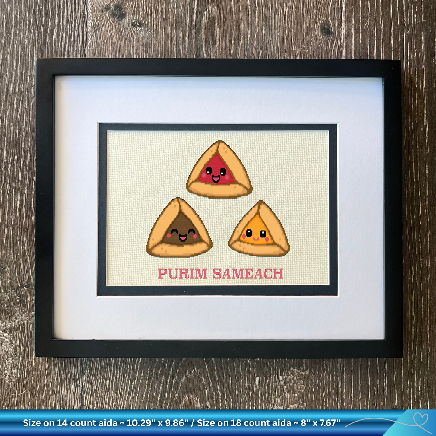 Chag Purim "Hamantaschen Friends" Cross-Stitch Pattern Download