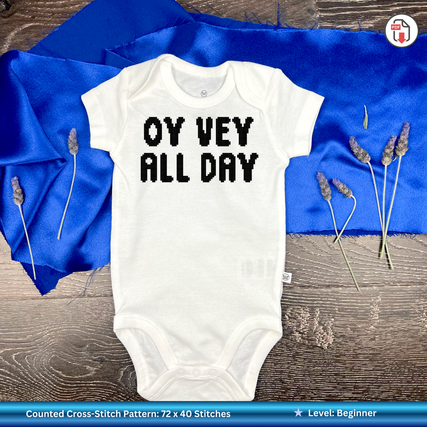 Funny Yiddish Cross-Stitch Pattern: Oy Vey Every Day