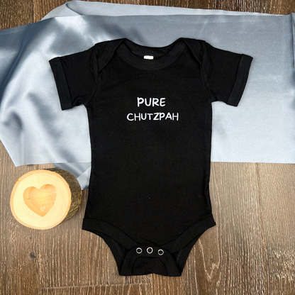 Embroidered Cotton Baby Onesie "Pure Chutzpah"