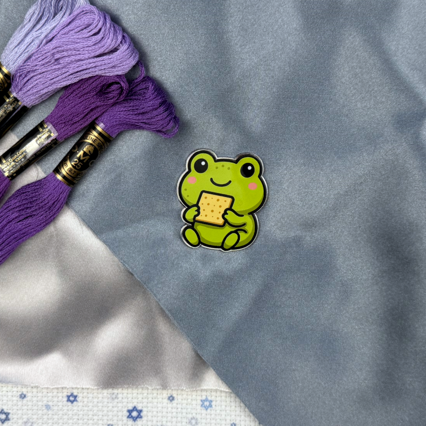 Moishe the Matzah Munching Frog – Passover Needle Minder / Magnetic Holder