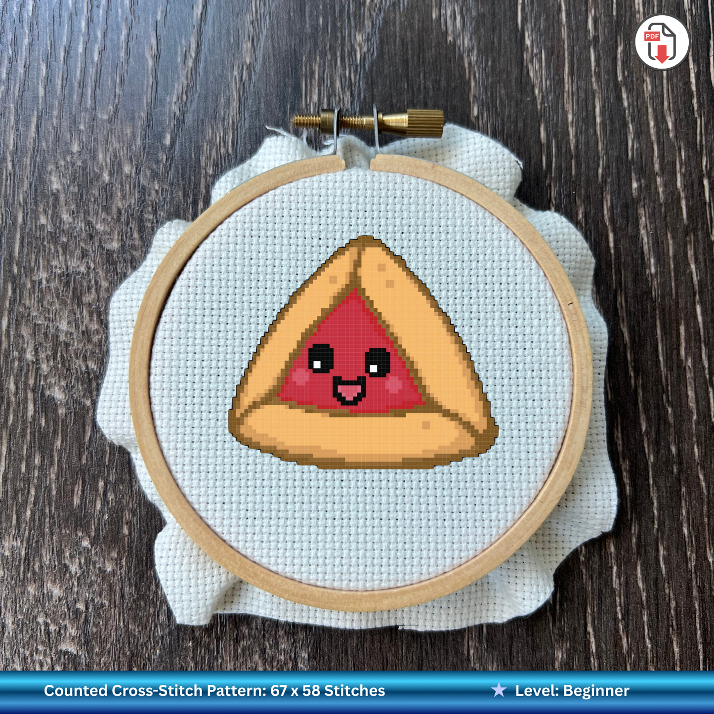 Raspberry Hamantaschen Cross-Stitch Electronic Pattern