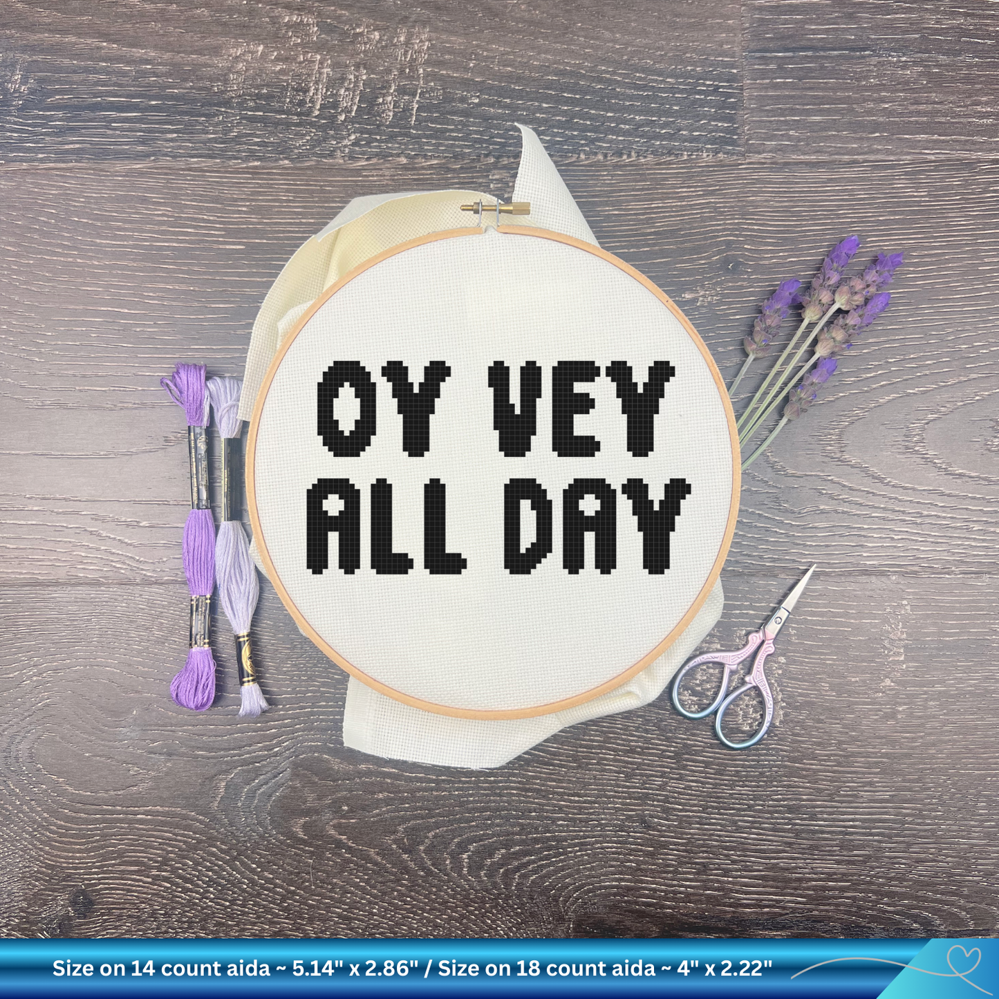 Funny Yiddish Cross-Stitch Pattern: Oy Vey Every Day