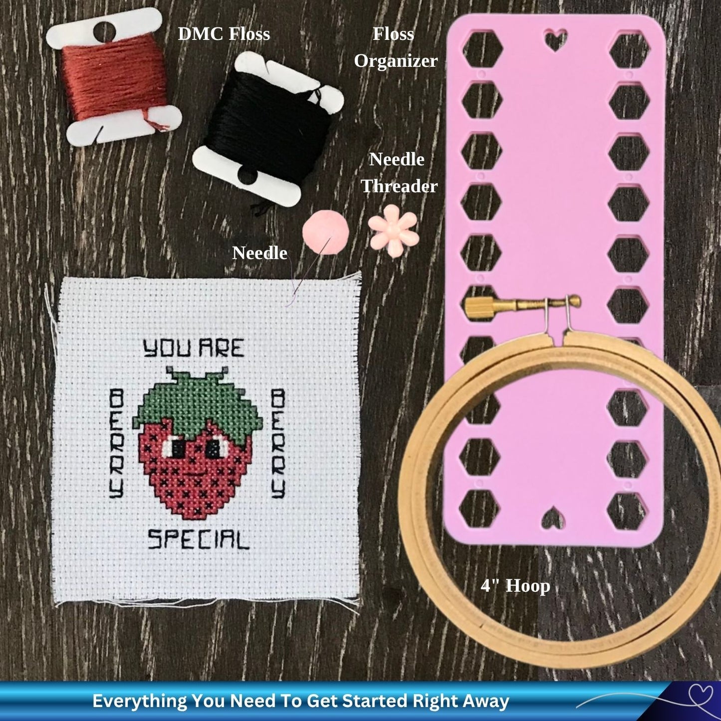 Starter Stitches: Strawberry Cross-Stitch Kit | “You Are Berry Special”