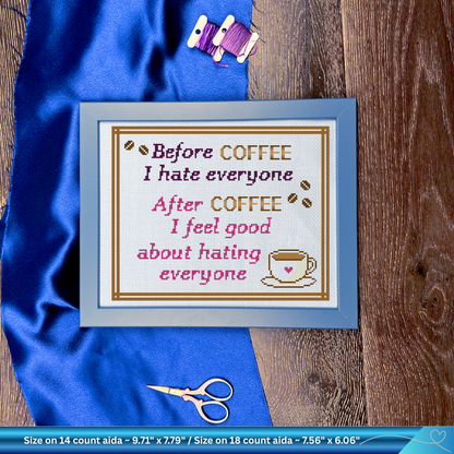 Before Coffee Cross-Stitch Pattern PDF