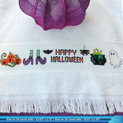 Cute Halloween Cross-Stitch Electronic Pattern for Hand Towel