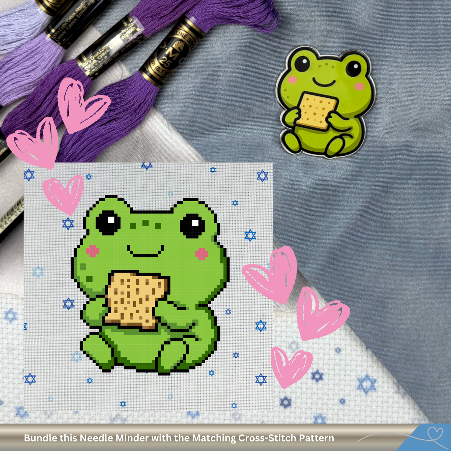 Moishe the Matzah Munching Frog – Passover Needle Minder / Magnetic Holder