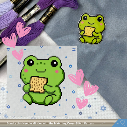 Moishe the Matzah Munching Frog – Passover Needle Minder / Magnetic Holder