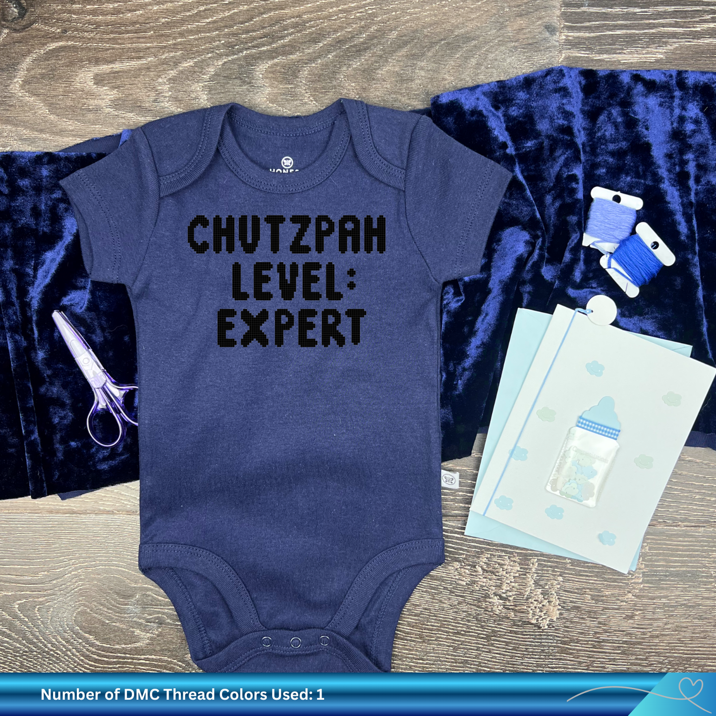 Funny Yiddish Cross Stitch Pattern: Jewish Newborn Baby Gift