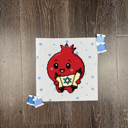 Rimon the Learned Pomegranate - Cross-Stitch PDF Pattern Download