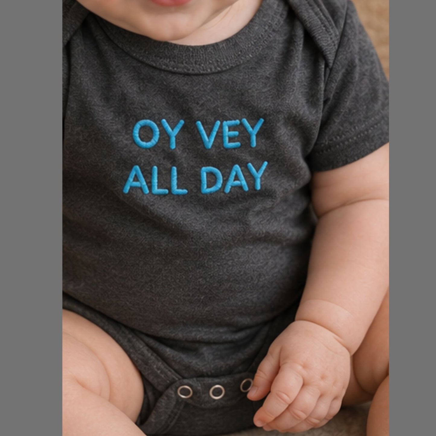 Oy Vey Embroidered Baby One Piece Outfit