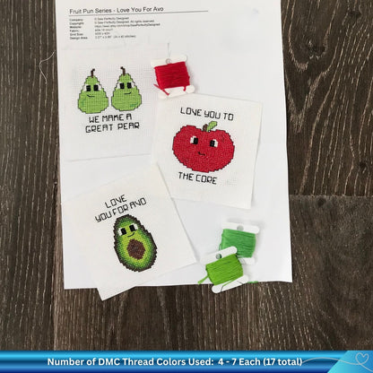 Fruit Pun Cross-Stitch Pattern Bundle PDF