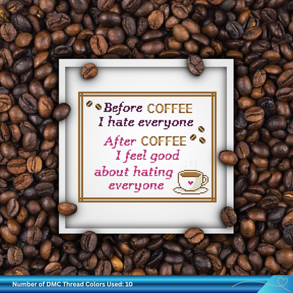 Before Coffee Cross-Stitch Pattern PDF