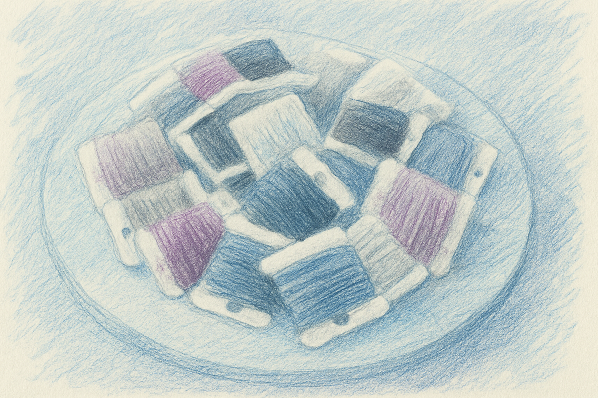 Colorful cotton embroidery thread wrapped around plastic bobbins